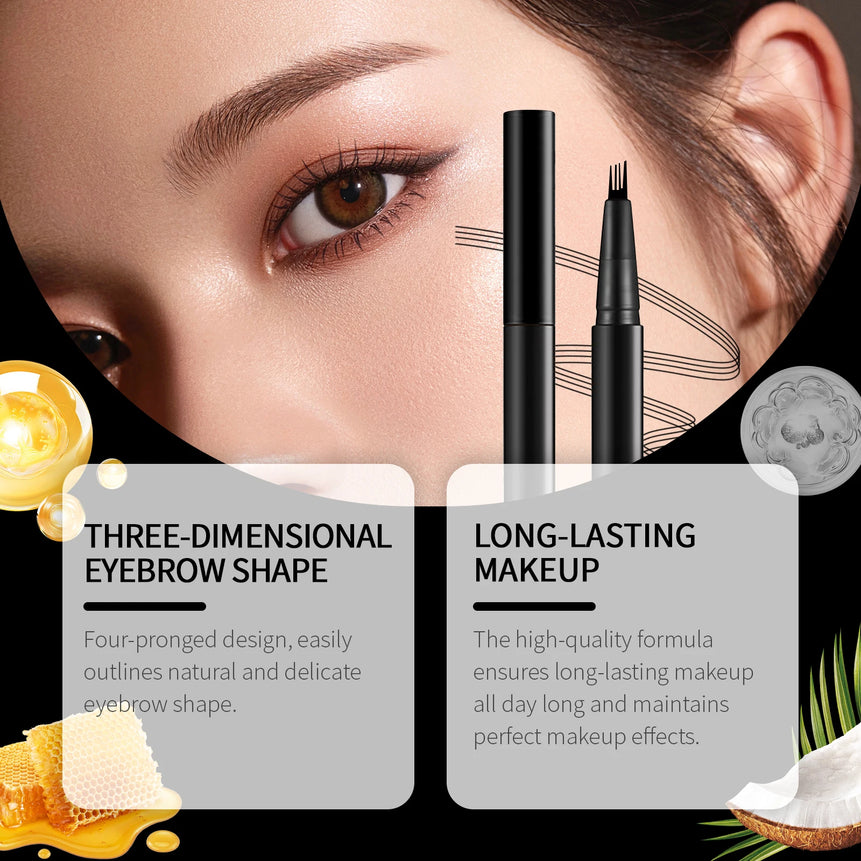 EELHOPE 4 Forks Eyebrow Pencil Long Lasting Eye Makeup Waterproof Sweatproof Natural Brown Black Beauty Makeup Eye Brow Pen