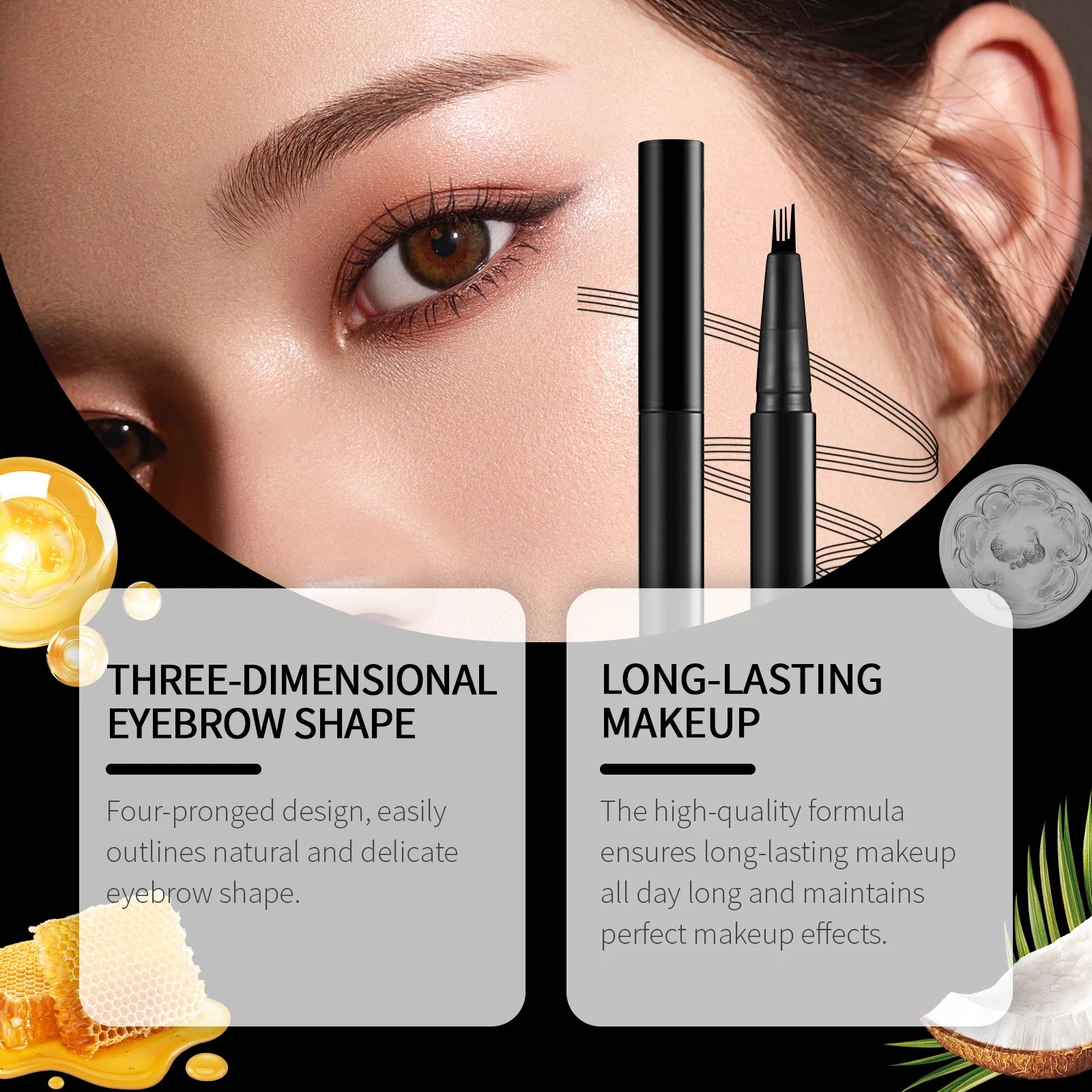 EELHOPE 4 Forks Eyebrow Pencil Long Lasting Eye Makeup Waterproof Sweatproof Natural Brown Black Beauty Makeup Eye Brow Pen