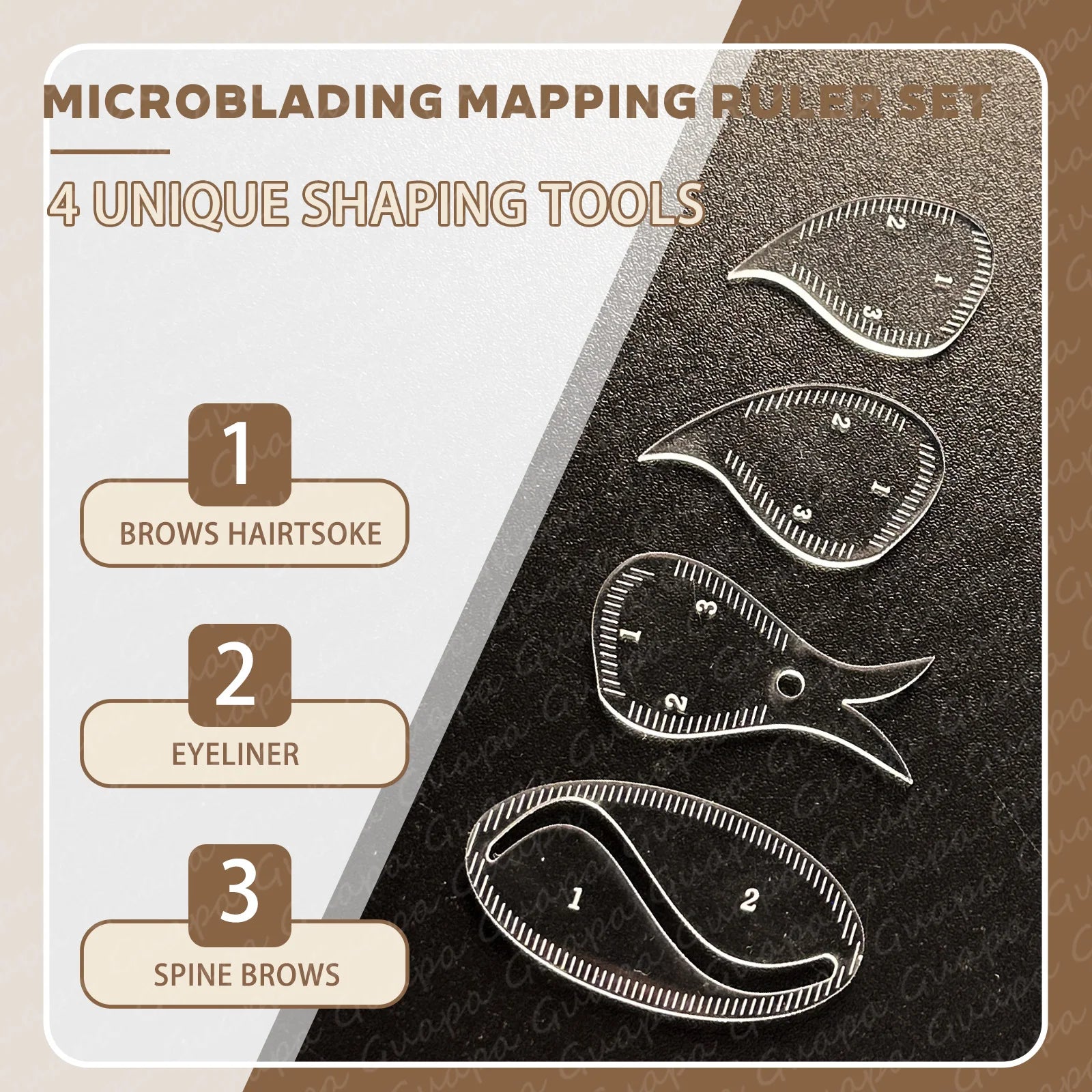 Tear Drop Arch Brow Mapping Tool Kit 1 Minute Brow Shaping Ruler Template Stencils Fast Drawing PMU Eyebrow Hairstroke Eyeliner