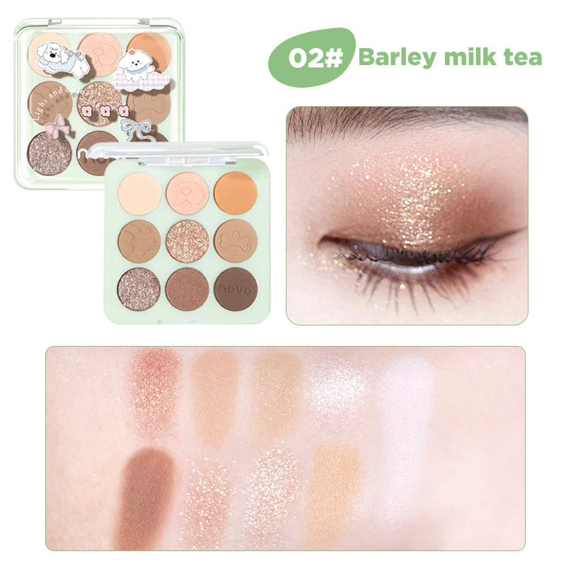 9-Color Eyeshadow Palette - Matte & Shimmer Finish,Water And Sweat Resistant, Long-Lasting Wear, Blendable,  Highlight And Blush