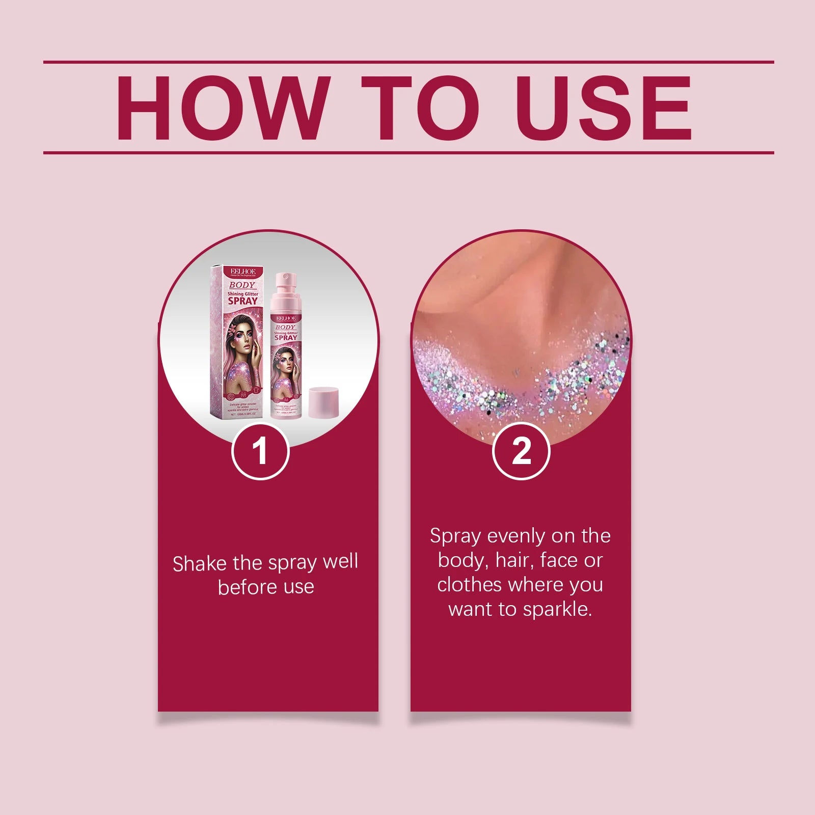EELHOE Body Highlight Glitter Spray Temporary Hair Body Glitter Color Spray Shiny Makeup High Gloss Natural Body Shimmer Spray