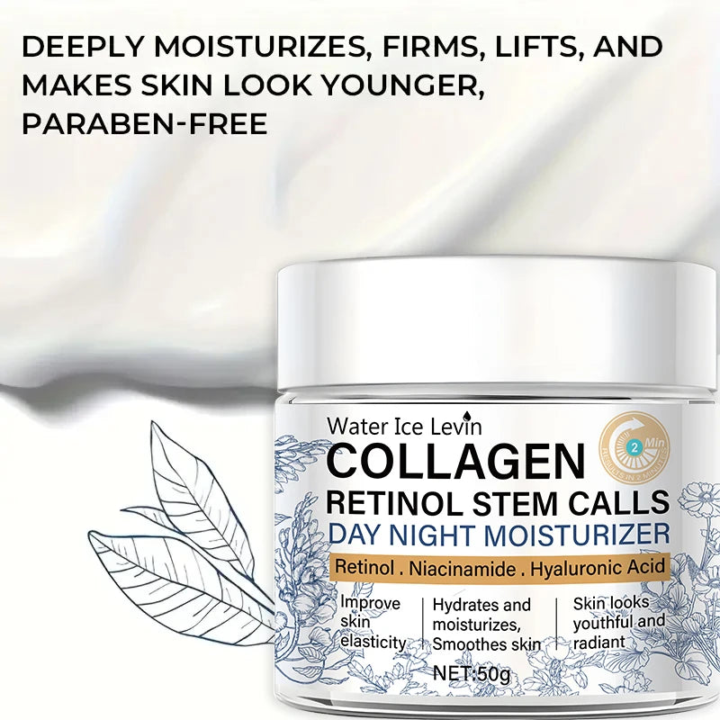 50g Collagen Retinol Dry Cell Day and Night Moisturizing Cream Retinol Nicotinamide Hyaluronic Acid Improves Skin Elasticity and Moisturizes