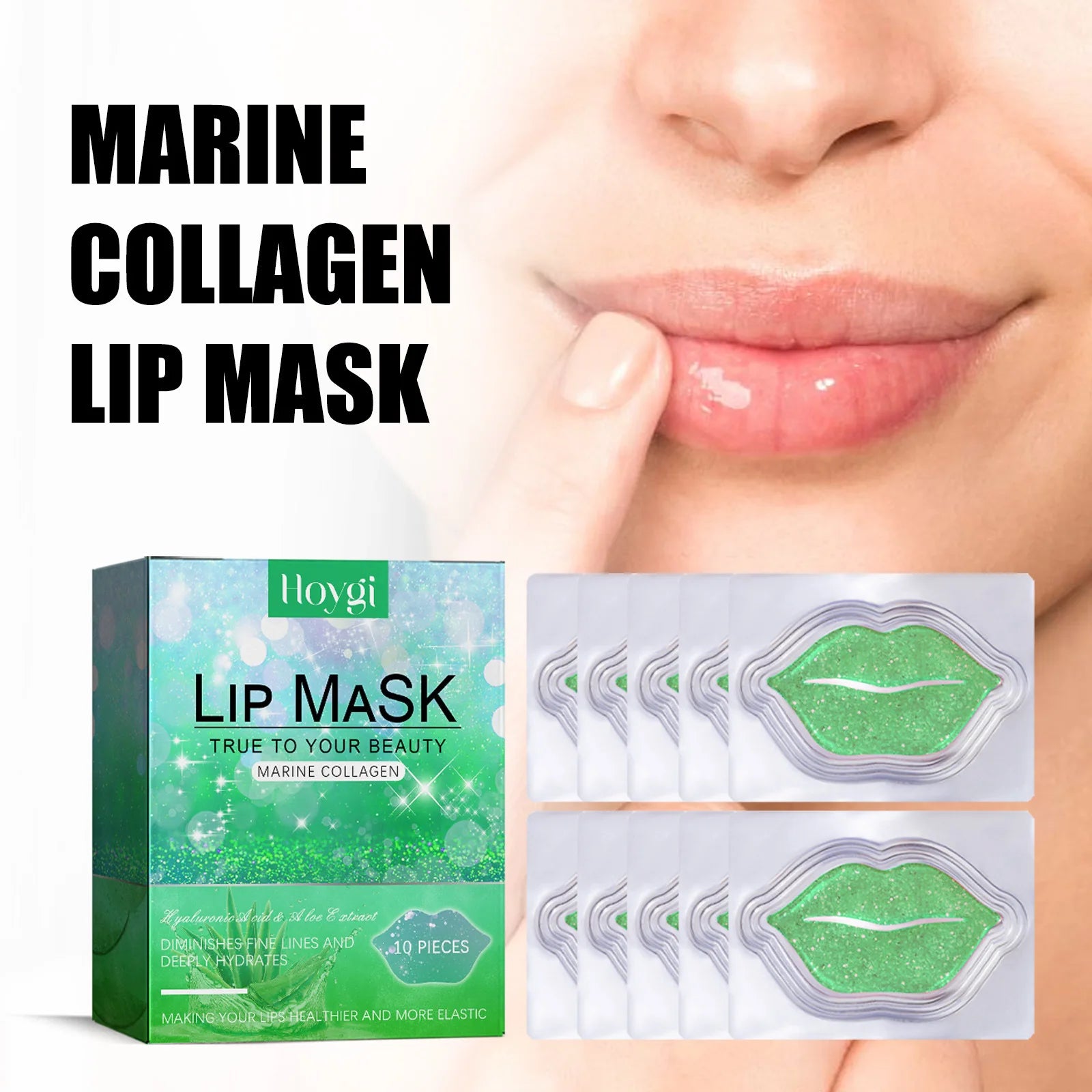 Hoygi 10pcs Aloe Exfoliating Lip Mask Plumping Moisturizing Repairing Smooth Lip Remove Cuticle Dead Skin Gloss Plumper Lip Mask