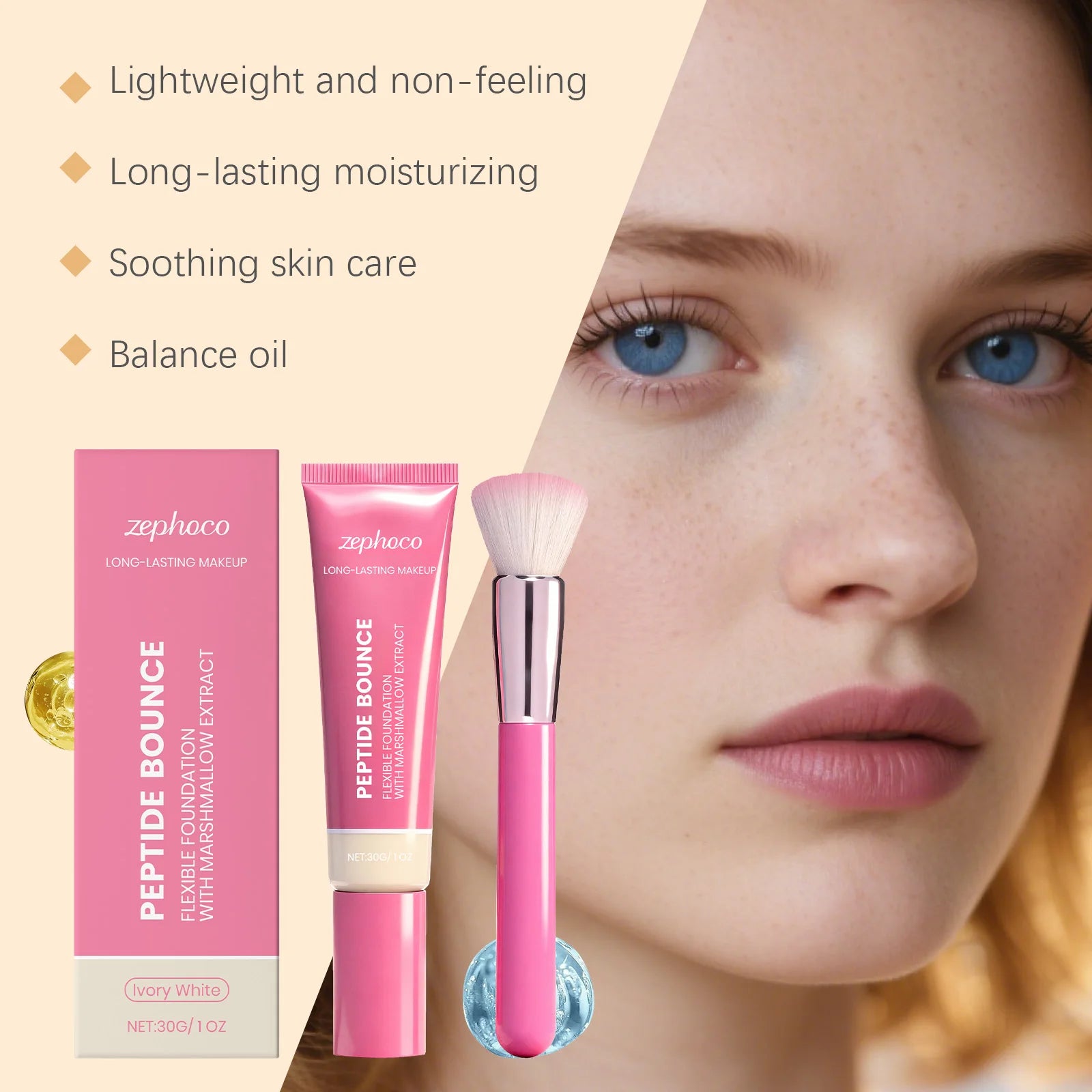 Facial Liquid Foundation Oil Control Waterproof High Coverage Moisturizing Lasting Hold Blemish Cover Base Foundation Cream