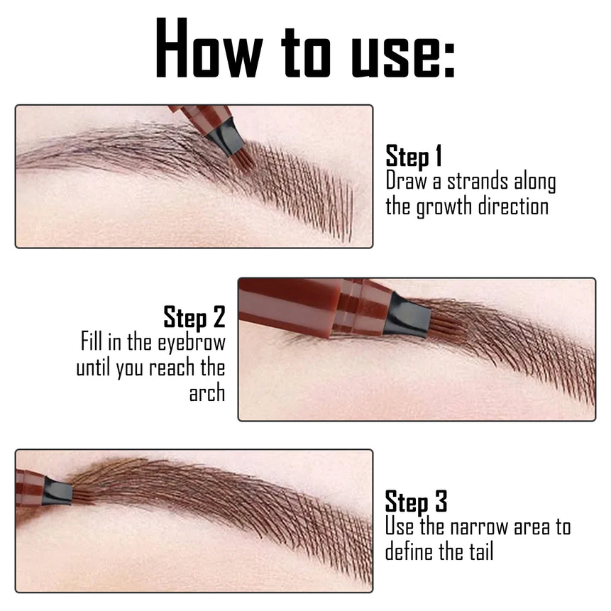 EELHOE Multi Color 4 Forks Eyebrow Pen Natural Plumping Eyebrow Waterproof Sweatproof Lasting Makeup Volumizing Eyebrow Pen