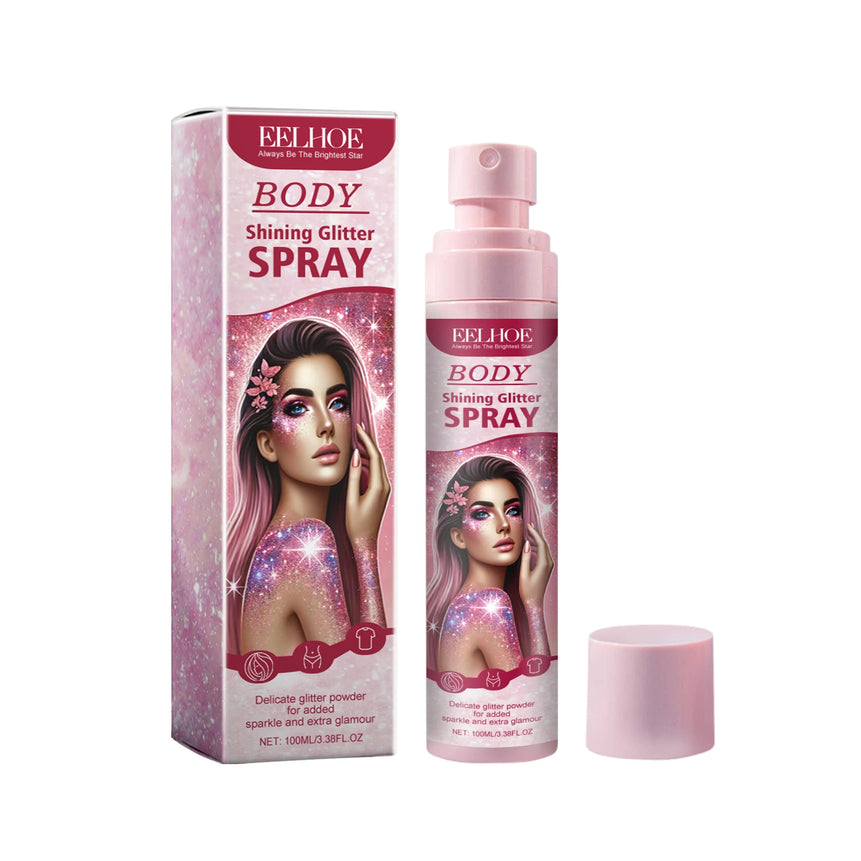 EELHOE Body Highlight Glitter Spray Temporary Hair Body Glitter Color Spray Shiny Makeup High Gloss Natural Body Shimmer Spray