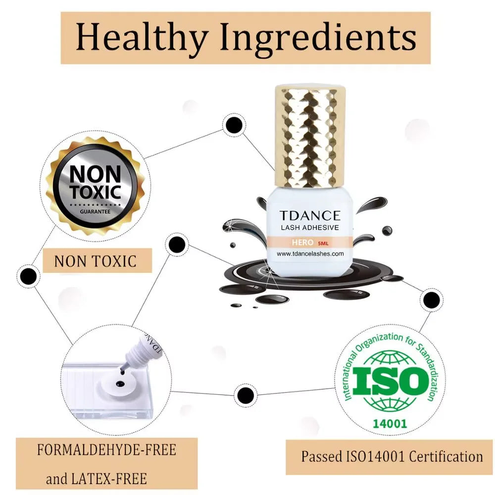 TDANCE HERO 5ml 0.5-1 Seconds Quick dry Sensitive Adhesive Long Lasting Waterproof Professional Eyelash Glue Cosmetic Tools