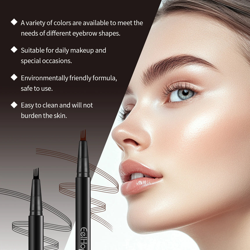 EELHOPE 4 Forks Eyebrow Pencil Long Lasting Eye Makeup Waterproof Sweatproof Natural Brown Black Beauty Makeup Eye Brow Pen