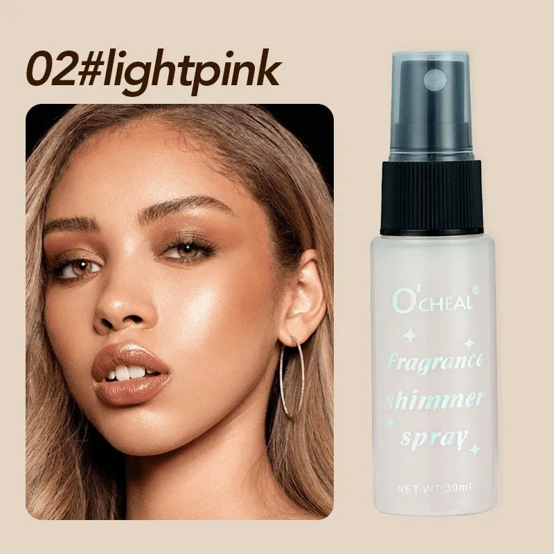 Ocheal 30ml Fragrance Shimmer Glitter Spray Shining Brightly Highlighter Powder Spray Long Lasting Body Hair Hand Neck Clothes