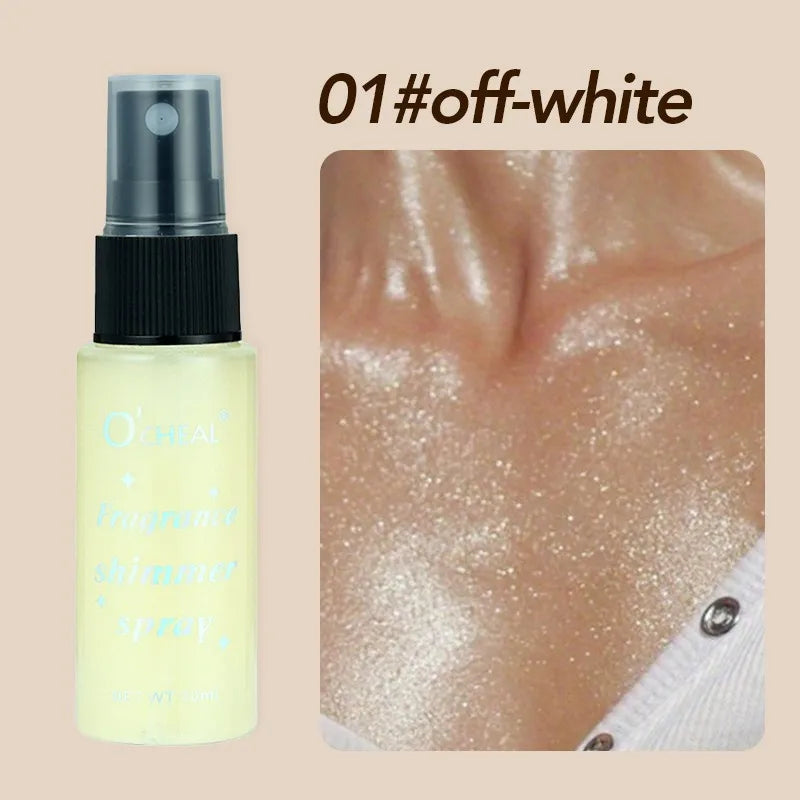 Ocheal 30ml Fragrance Shimmer Glitter Spray Shining Brightly Highlighter Powder Spray Long Lasting Body Hair Hand Neck Clothes