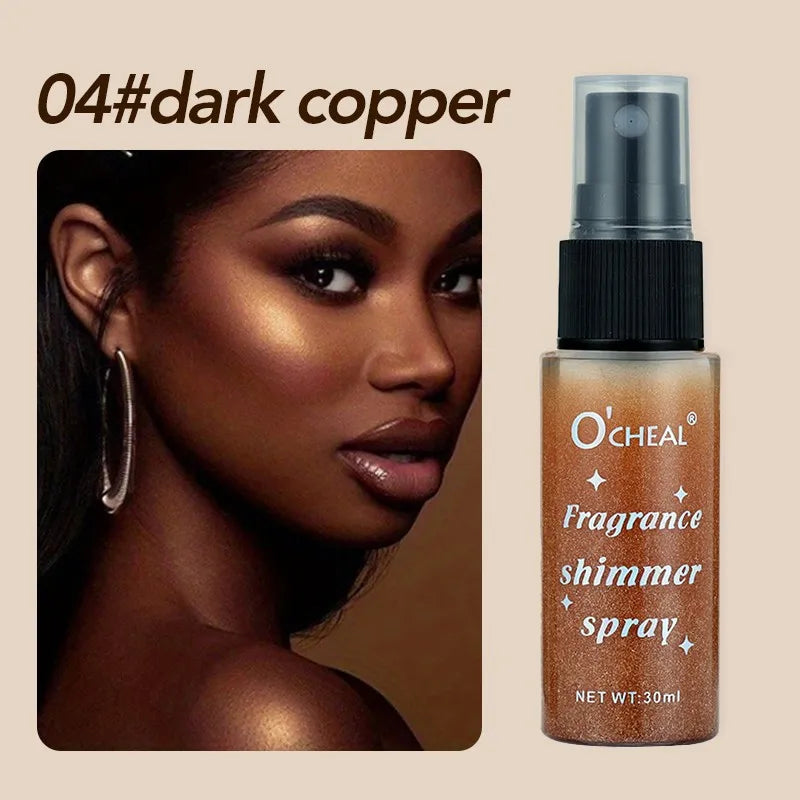 Ocheal 30ml Fragrance Shimmer Glitter Spray Shining Brightly Highlighter Powder Spray Long Lasting Body Hair Hand Neck Clothes