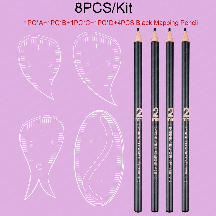 Tear Drop Arch Brow Mapping Tool Kit 1 Minute Brow Shaping Ruler Template Stencils Fast Drawing PMU Eyebrow Hairstroke Eyeliner