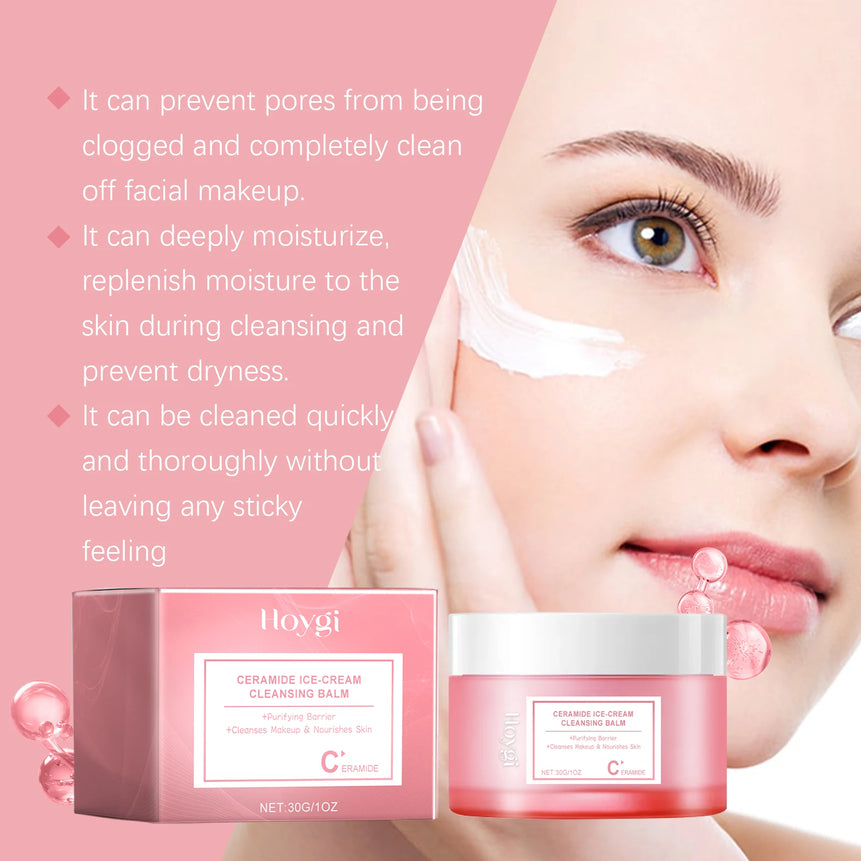 Hoygi Face Makeup Remover Balm Moisturizing Skin No Tight Non-irritating Purifying Pores Shrinking Refreshing Eyes and Lip Clean