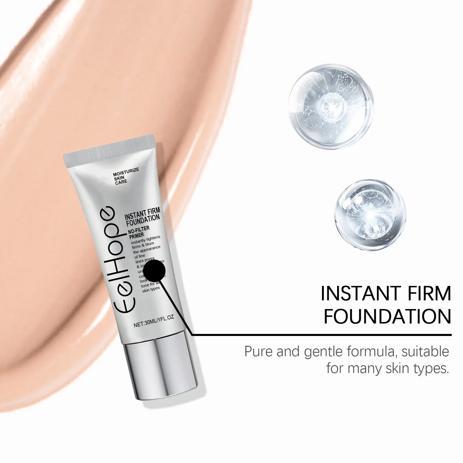 Eelhope Face Foundation Cream Fading Lines Cover Skin Defect Mositurize Nourish Easy Makeup Natural Look Facial Liquid Concealer