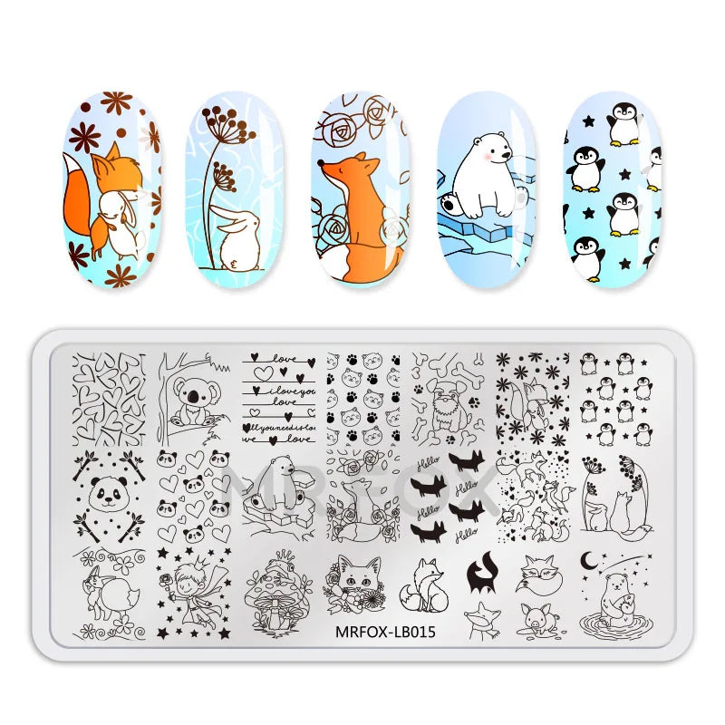 1PCS Blue Ocean Animal Nail Art Stamping Plates Fish Image Stencils for Nails Stamp Tools Manicure Template