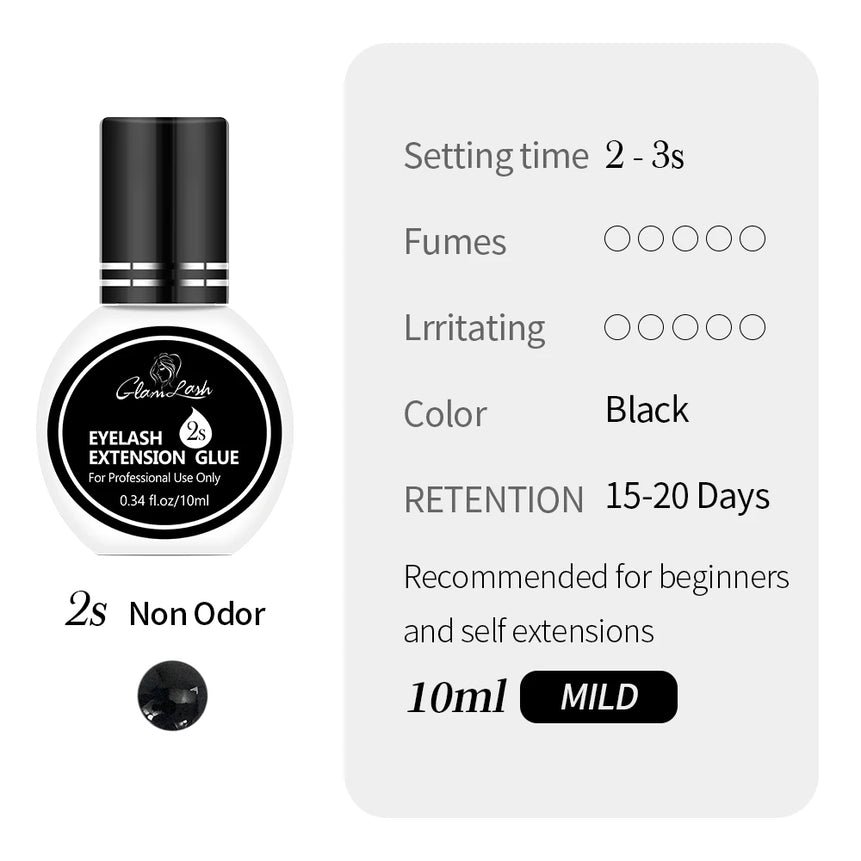 GLAMLASH Eyelash Extension Glue Individual False Lashes Black Adhesive Kit for Professional Use  0.3-2 Sec Dry Time