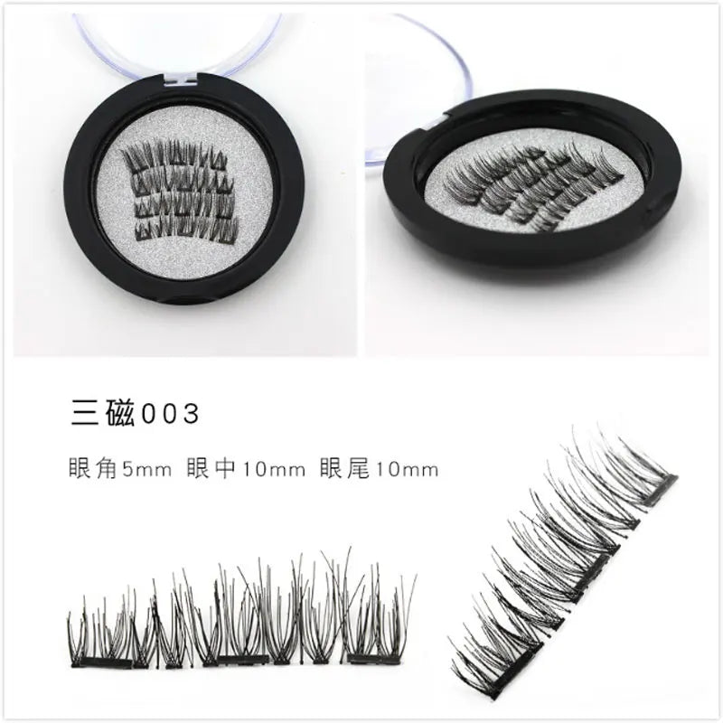 Magnetic Eyelashes with 3 Magnets without Glue 3D Lashes Extension handmade natural Magnetic Eyelash