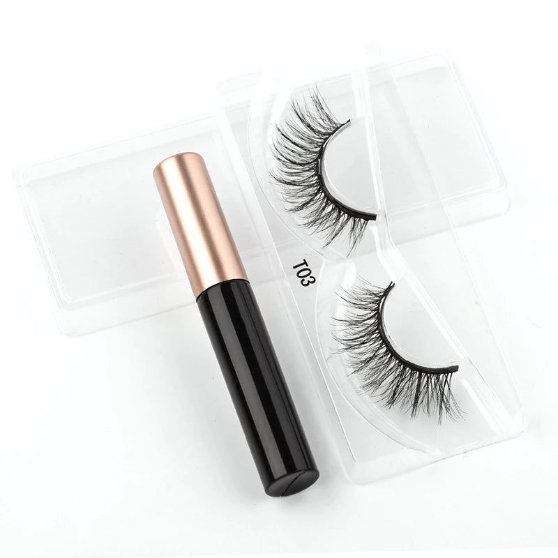 Magnetic Eyelashes 3D Mink Eyelashes Makeup Magnetic Lashes Eyeliner Tweezers Set Natural False Lashes Short Faux Cils