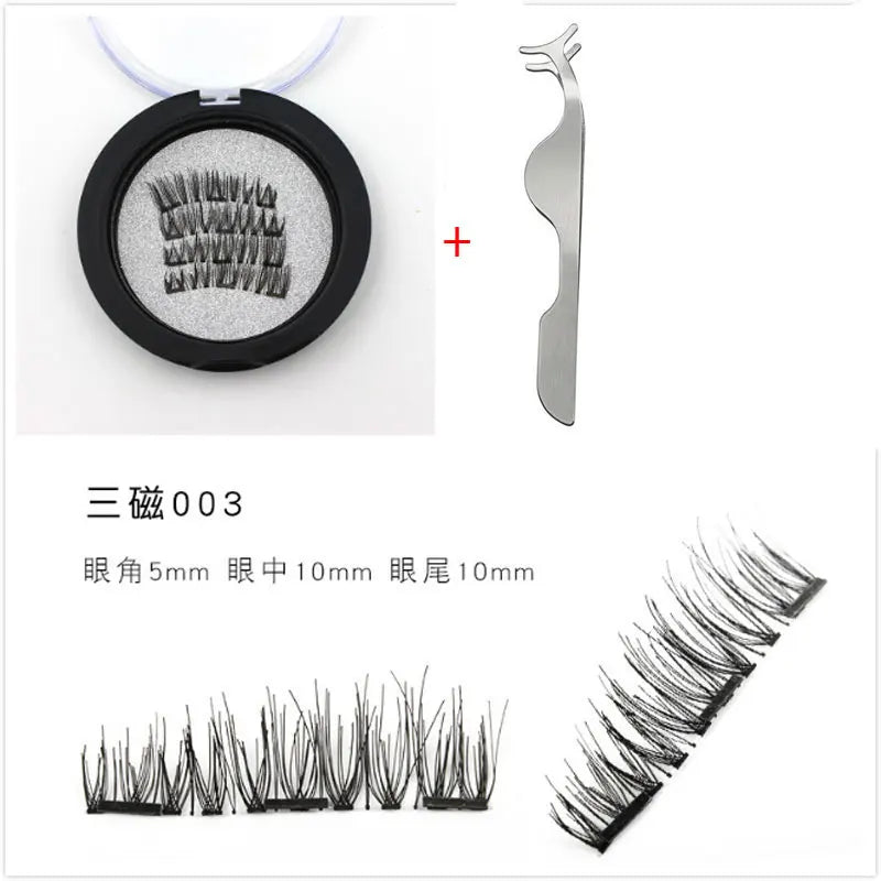 Magnetic Eyelashes with 3 Magnets without Glue 3D Lashes Extension handmade natural Magnetic Eyelash