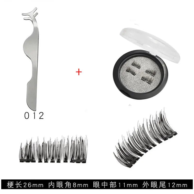 Magnetic Eyelashes with 3 Magnets without Glue 3D Lashes Extension handmade natural Magnetic Eyelash