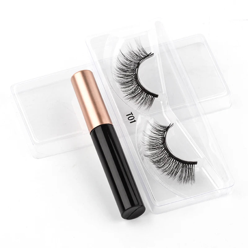 Magnetic Eyelashes 3D Mink Eyelashes Makeup Magnetic Lashes Eyeliner Tweezers Set Natural False Lashes Short Faux Cils