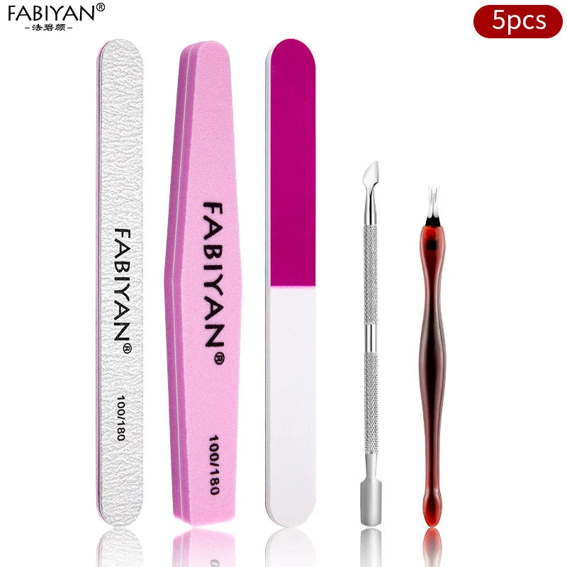 Manicure Set Cuticle Pusher Clippers Nail Art Files Buffer Sanding Tool Cleaning Brush Scissors Dead Skin Remover Dotting Pen
