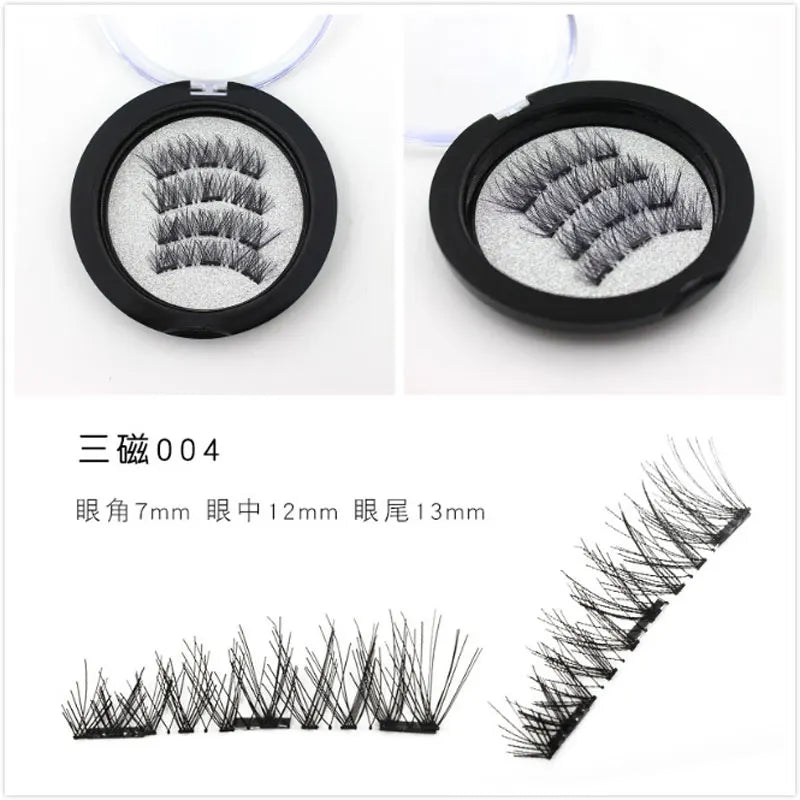 Magnetic Eyelashes with 3 Magnets without Glue 3D Lashes Extension handmade natural Magnetic Eyelash