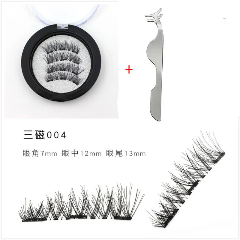 Magnetic Eyelashes with 3 Magnets without Glue 3D Lashes Extension handmade natural Magnetic Eyelash