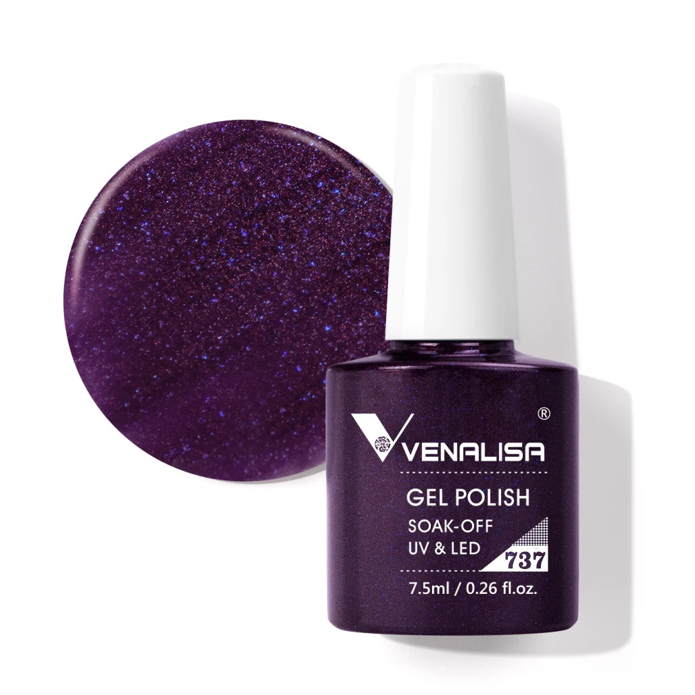 Venalisa Gel Nail Polish 7.5ml White Cap Glass Nail Gel Polish NoWipe Top Soak Off UV LED Nail Lacquer Glitter Color Gel