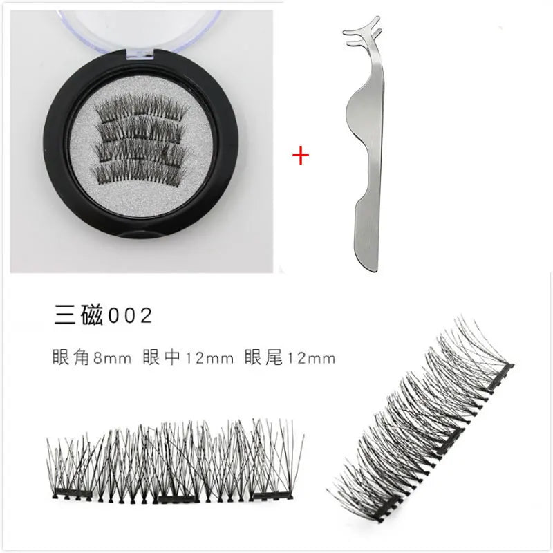 Magnetic Eyelashes with 3 Magnets without Glue 3D Lashes Extension handmade natural Magnetic Eyelash