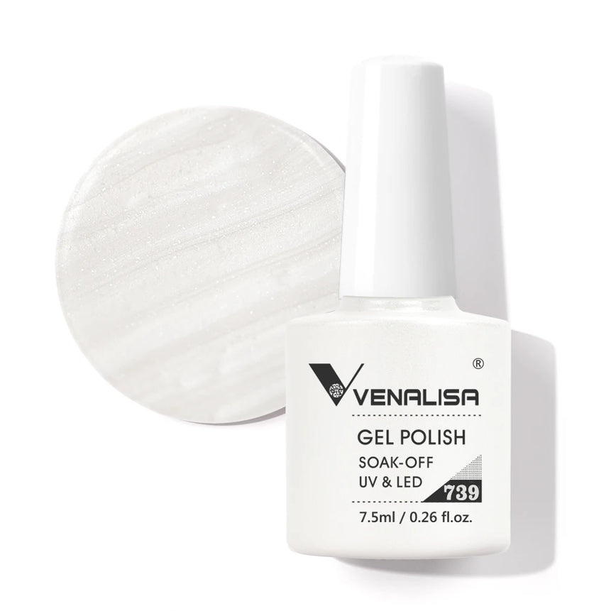 Venalisa Gel Nail Polish 7.5ml White Cap Glass Nail Gel Polish NoWipe Top Soak Off UV LED Nail Lacquer Glitter Color Gel