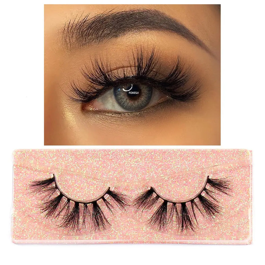 FOXESJI Makeup Eyelashes 3D Mink Eye Lashes Fluffy Soft Wispy Natural Lashes Extension Reusable Fake Lashes Mink False Eyelashes