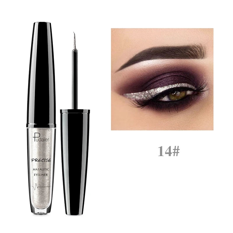 New Liquid 16 Colors Shimmer Eyeliner Gel Waterproof Long Lasting Glitter Eye Liner Makeup Gold Blue Silver Eyeliners Cosmetics
