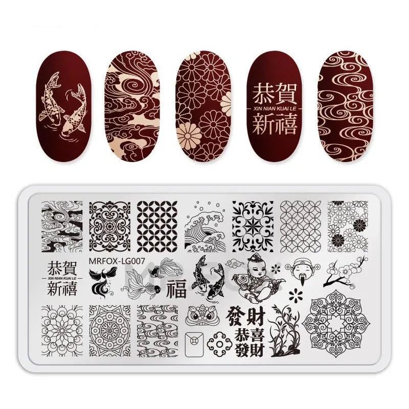1PCS Blue Ocean Animal Nail Art Stamping Plates Fish Image Stencils for Nails Stamp Tools Manicure Template