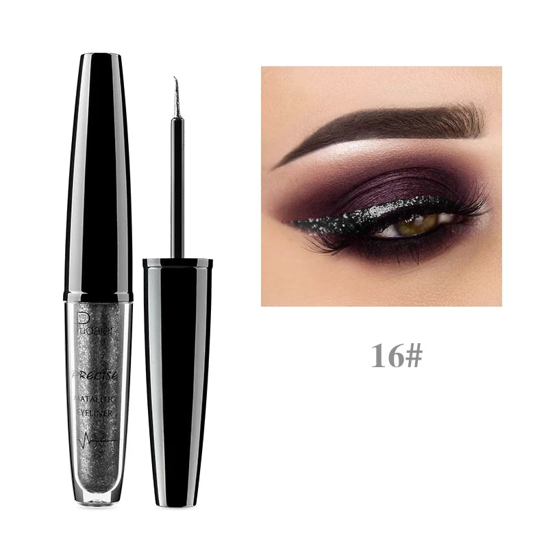 New Liquid 16 Colors Shimmer Eyeliner Gel Waterproof Long Lasting Glitter Eye Liner Makeup Gold Blue Silver Eyeliners Cosmetics