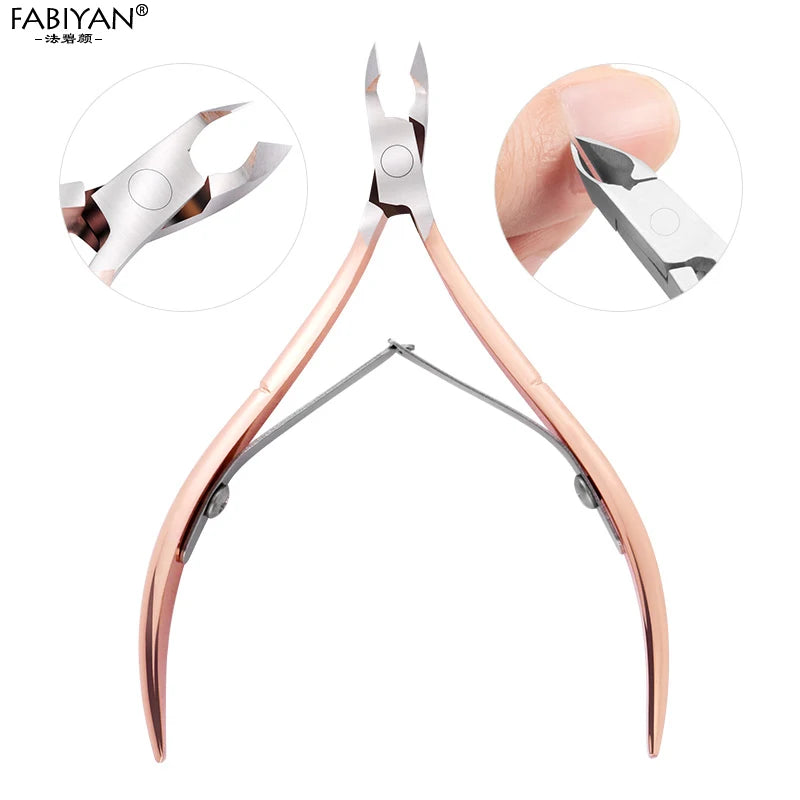 Stainless Steel Double Head Nail Art Dead Skin Pusher Cuticle Nipper Scissors Manicure Set Rose Gold UV Gel Remove 2/4Pcs/Set