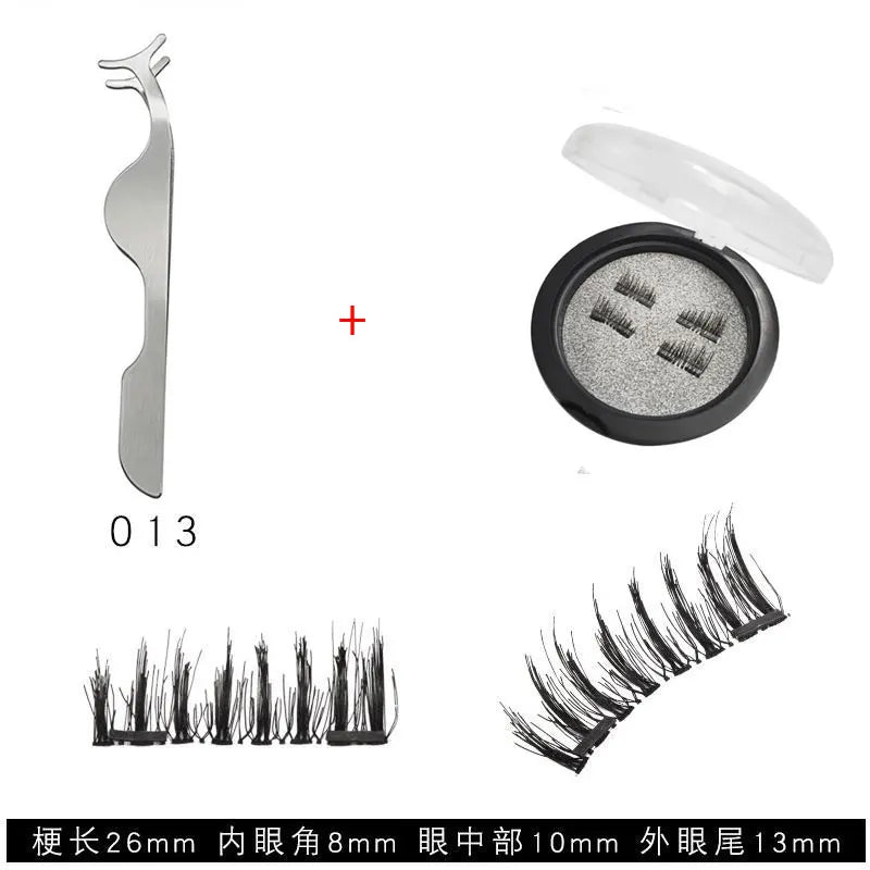 Magnetic Eyelashes with 3 Magnets without Glue 3D Lashes Extension handmade natural Magnetic Eyelash