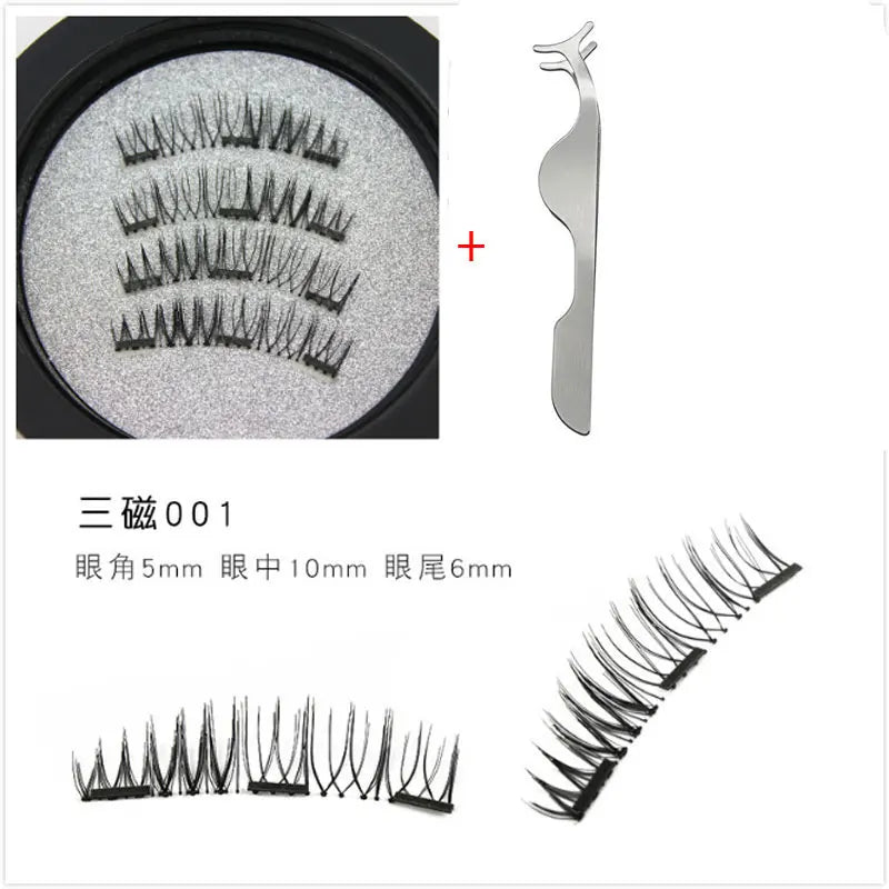 Magnetic Eyelashes with 3 Magnets without Glue 3D Lashes Extension handmade natural Magnetic Eyelash