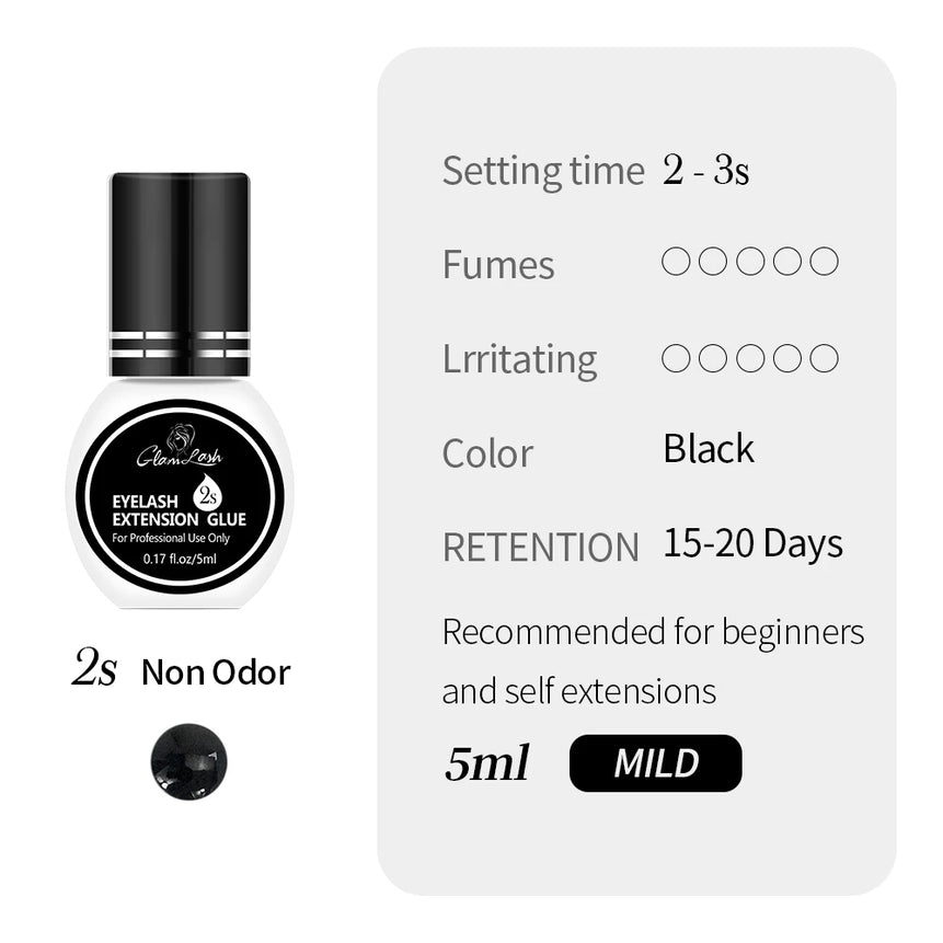 GLAMLASH Eyelash Extension Glue Individual False Lashes Black Adhesive Kit for Professional Use  0.3-2 Sec Dry Time