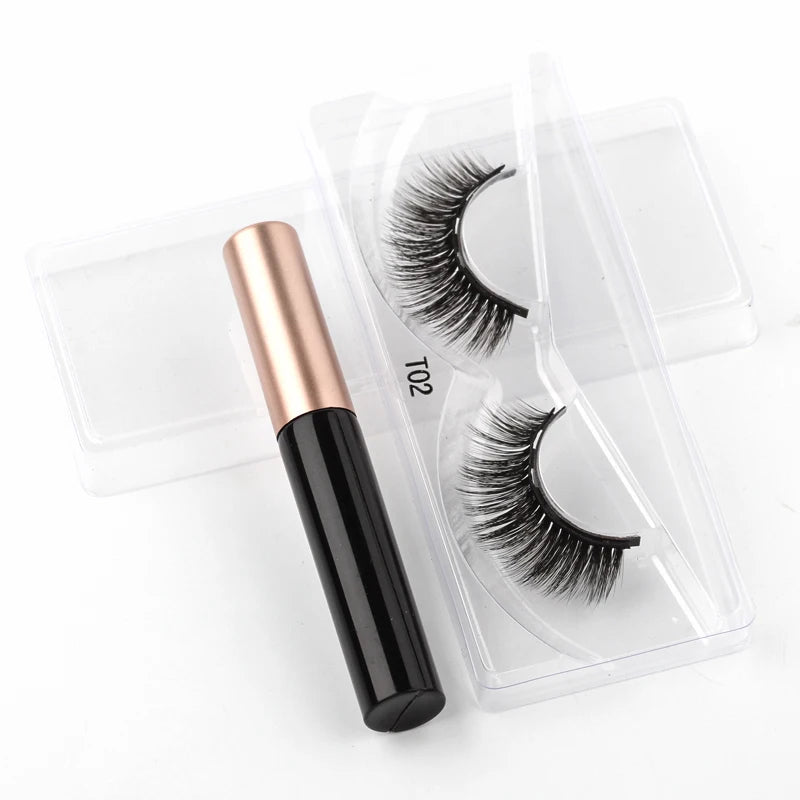 Magnetic Eyelashes 3D Mink Eyelashes Makeup Magnetic Lashes Eyeliner Tweezers Set Natural False Lashes Short Faux Cils