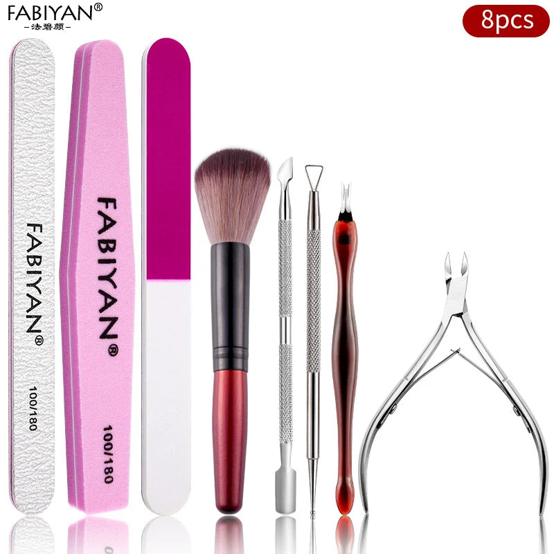 Manicure Set Cuticle Pusher Clippers Nail Art Files Buffer Sanding Tool Cleaning Brush Scissors Dead Skin Remover Dotting Pen