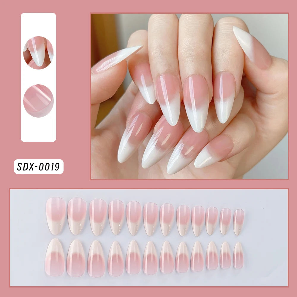 24Pcs Pink Leopard Print French Tips False Nails Short Square Head 3D Black Bowknot Fake Nails Acrylic Full Cover Press on Nails
