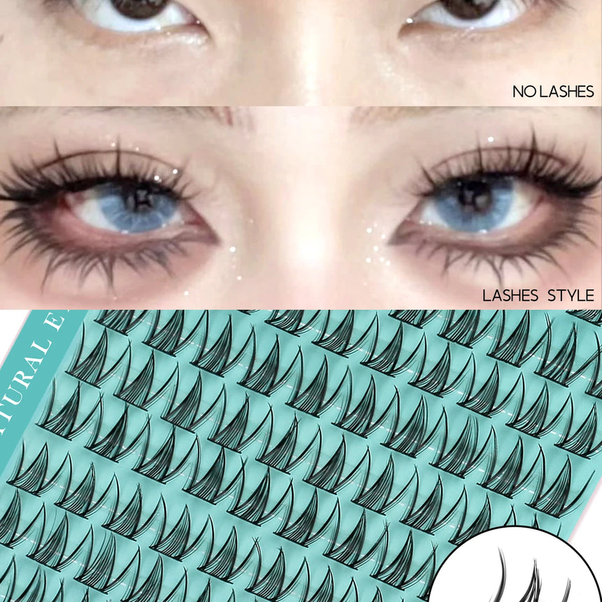 GROINNEYA DIY Lash Kit 10-18mm Manga Lashes Mixed Tray Lash Clusters Individual Eyelashes Kit with Lash Bond DIY Lashes