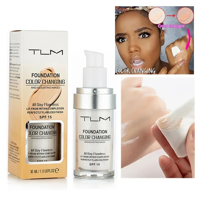 30ml TLM Liquid Foundation | Color-Changing Nude Base, Full Coverage, Matte, Long-Lasting Makeup