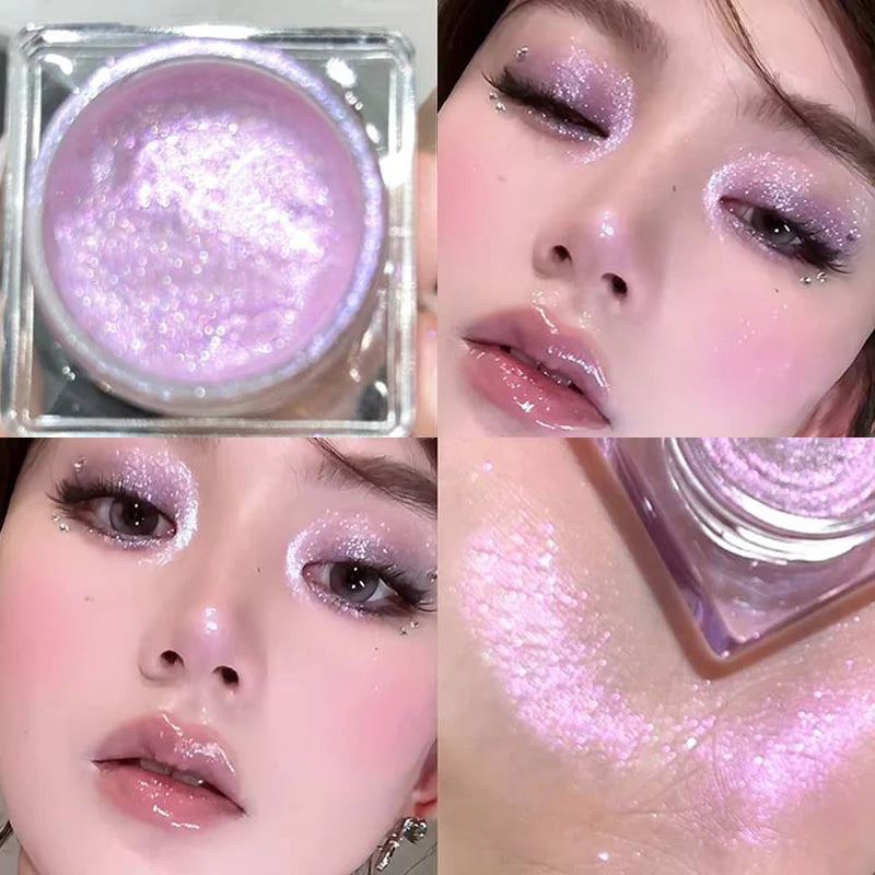 Pearl Gloss Highlighter Paste Makeup Wet Shine Diamond Glitter Eyeshadow Cream Monochrome Crystal Clear Sparkling Highlight Gel