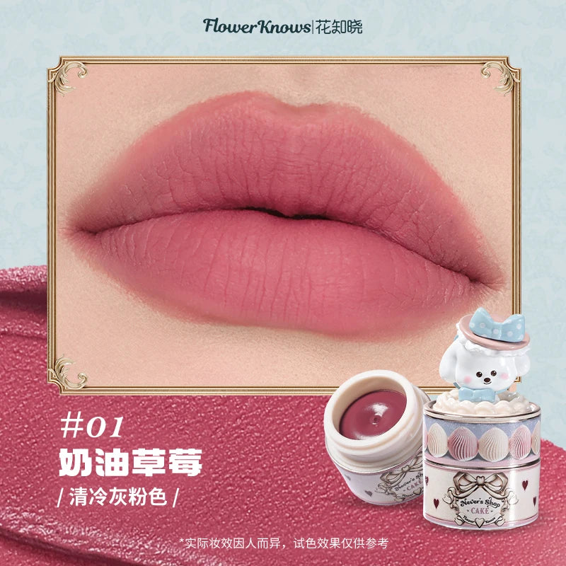 Flower Knows Never's Shop Collection Creamy Matte Lipstick Natural Velvet Finish Hydrating Vitamin E Core Vegan Makeup Lip Mud