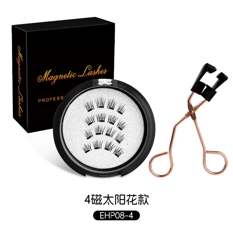 3D Magnetic False Eyelashes Reusable Magnetic Eyelashes With 4 Magnetic Lashes Natural Eyelash Extension Makeup Tools