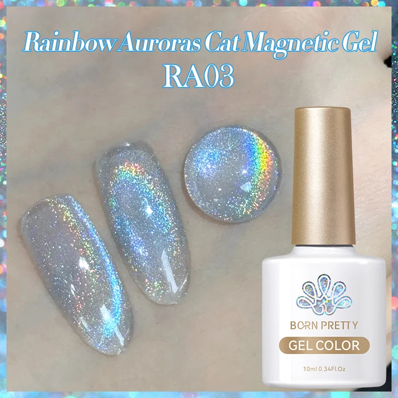BORN PRETTY 10ml Black Glass Cat Magnetic Gel Nail Polish Silver Gold Glitter Semi Permanent Soak Off UV LED Gel Varnish