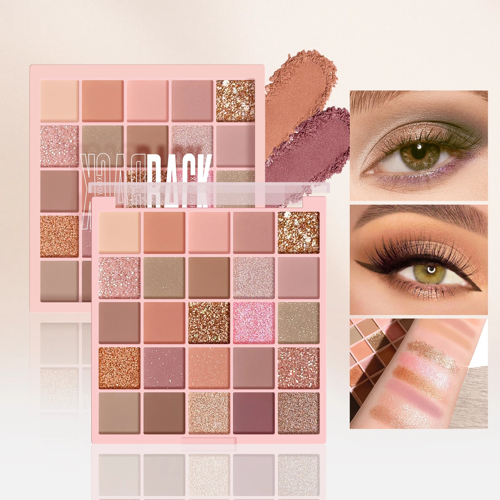 25 Colors Eyeshadow Palette High Gloss Cement Grey Rose Brown Color Tone Matte Glitter Daily Makeup Dry Rose Eyeshadow For Music