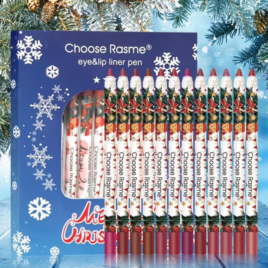 12 Pcs Matte lipliner Christmas Set Lipstick Pen for Women Makeup Hold lipliner Set Christmas Day Cosmetics